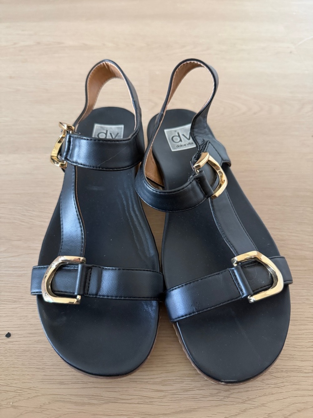 DV by Dolce Vita Black Leather Onner Platform Sandal